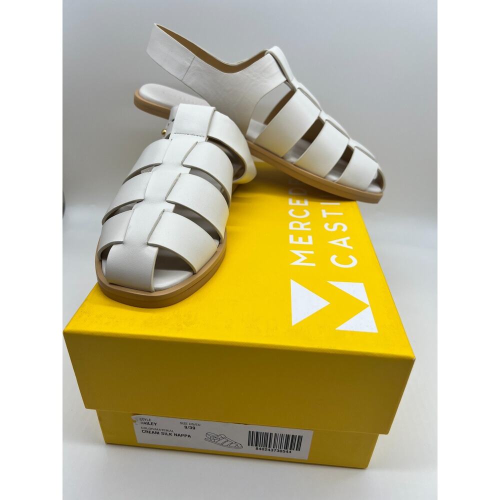 Mercedes Castillo Kailey Caged Fisherman White Leather Sandals Women's Size 9 - Picture 13 of 16
